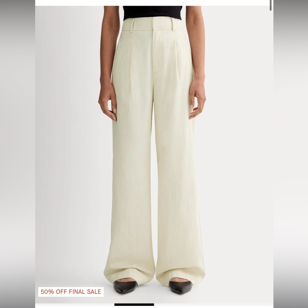 Everlane High-Rise Wide-Leg Pants in Cream